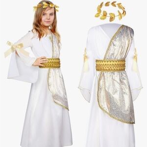 Girls 2 Piece Greek/Roman Goddess Costume & Leaf Wreath